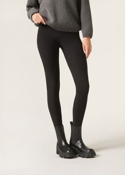 Gerippte Leggings mit Cashmere