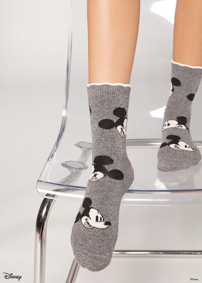 Kurze Socken mit Cashmere und Disney Mickey Mouse-Muster