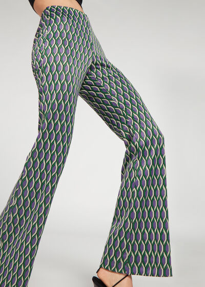 Flare Leggings mit geometrischem Muster