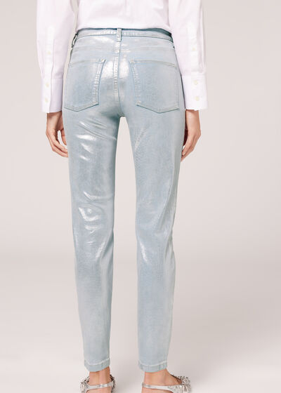 Laminated Effect Stretch Jeans