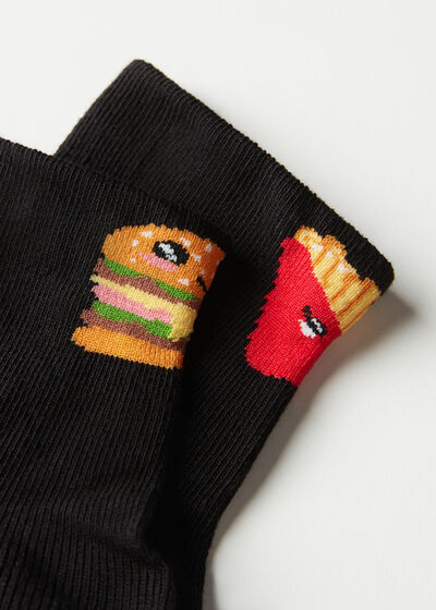 Kurze Socken Fastfood-Motiv für Kinder