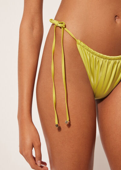 Tie Brazilian Bikini Bottoms Shiny Satin