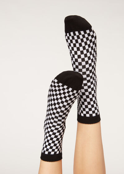 Checkered Pattern Short Socks