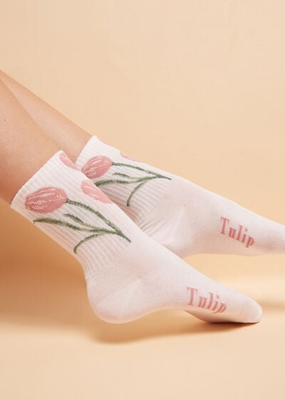 Eco Çiçek Desenli Spor Soket Çorap