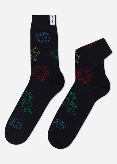 Tamamı Keith Haring™ Desenli Soket Erkek Çorabı