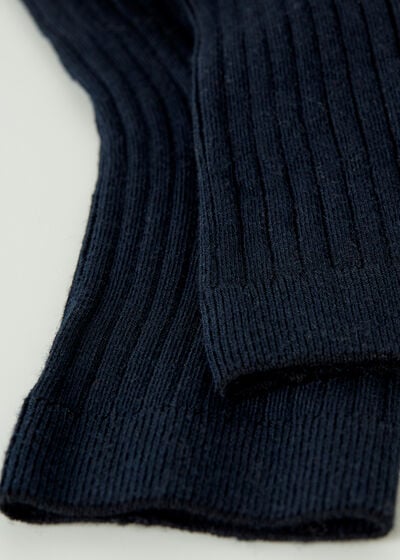 Kurze gerippte Socken mit Baumwolle und Kaschmir