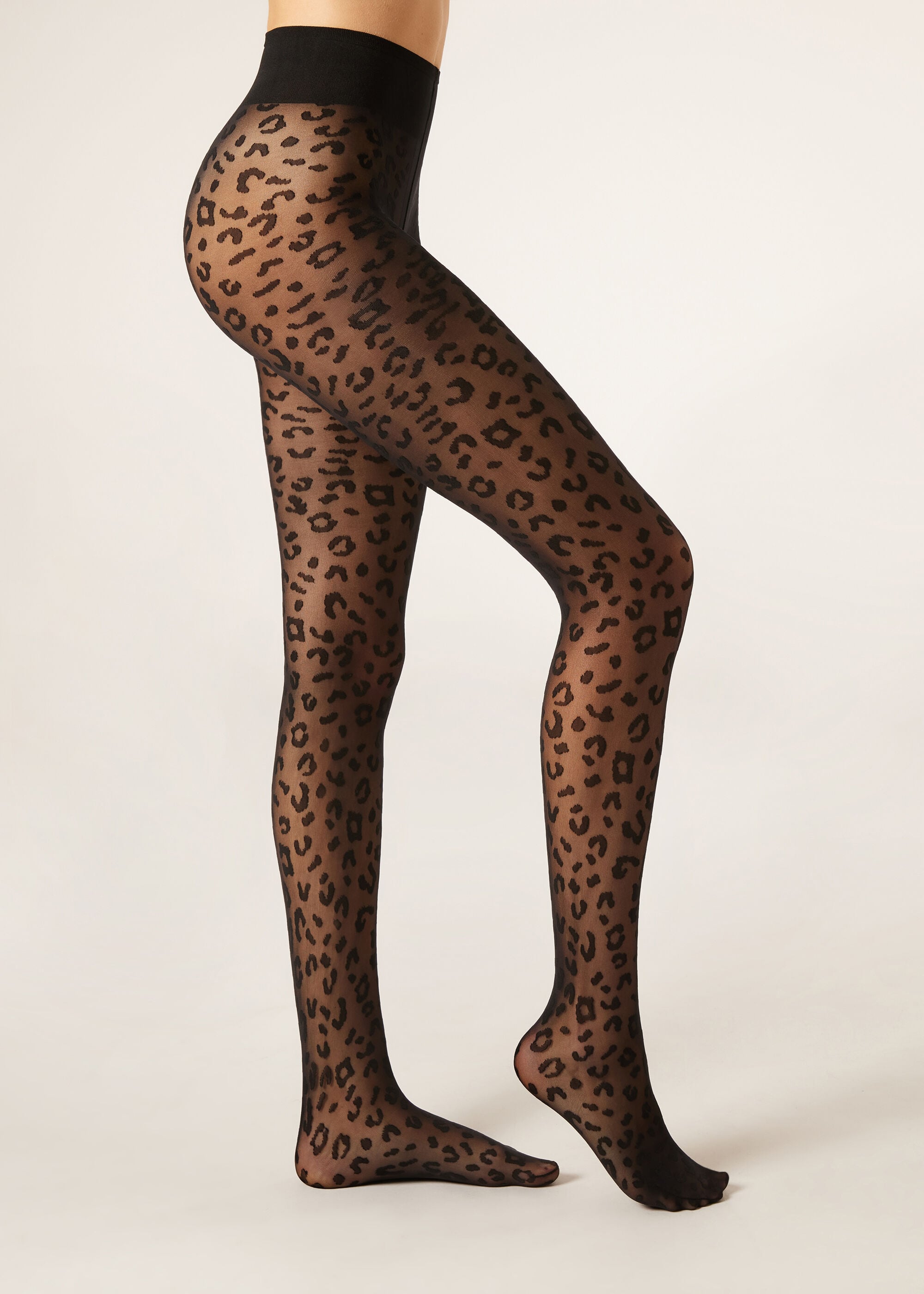 Transparente Strumpfhose 30 Denier mit Animalprint