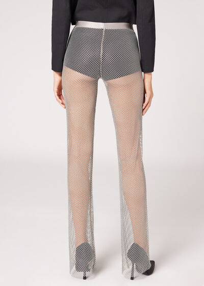 Fishnet Leggings with Sparkly Rhinestones