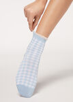 Vichy Short Socks with Ruched Trim