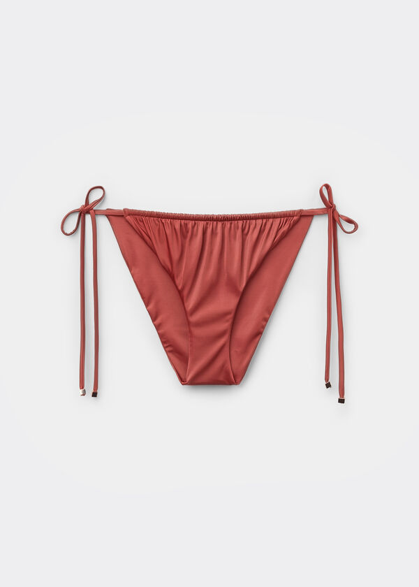 Tie Bikini Bottoms Shiny Satin