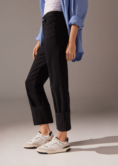 Culotte džínsy s odnímateľnými manžetami
