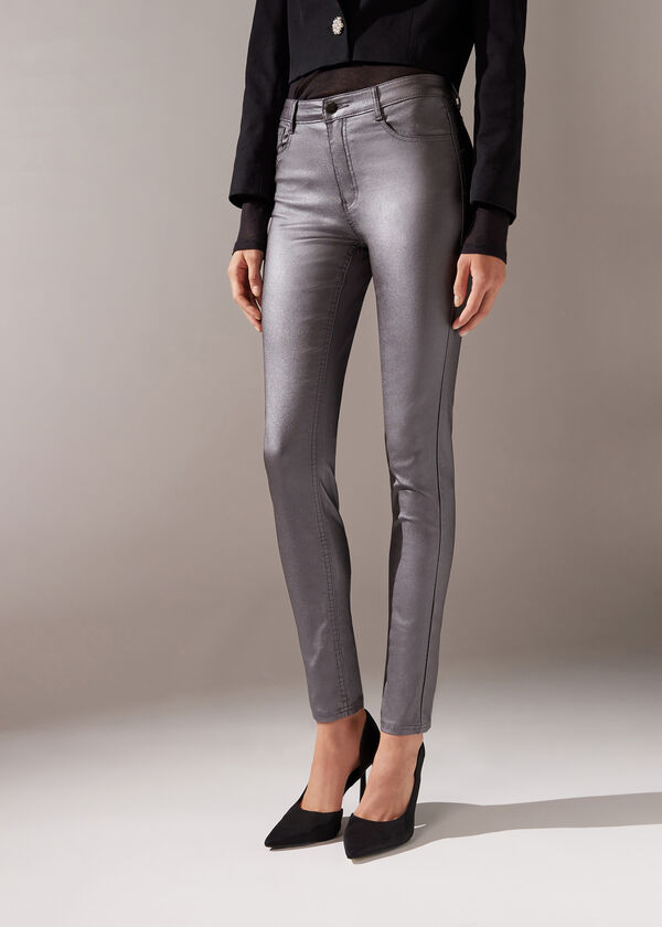 Leggings Skinny Effetto Pelle
