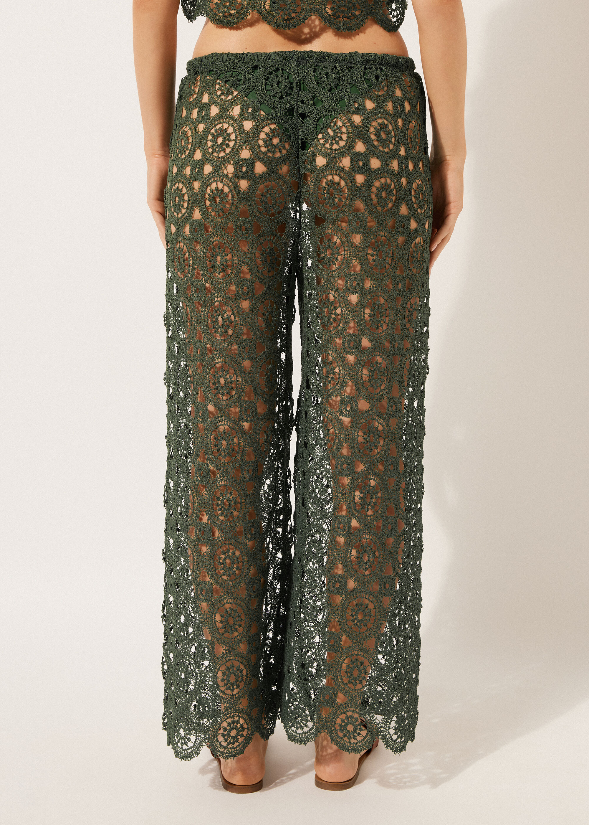 Geometric Crochet Palazzo Trousers