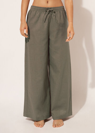 Pantaloni Lunghi in Lino e Cotone
