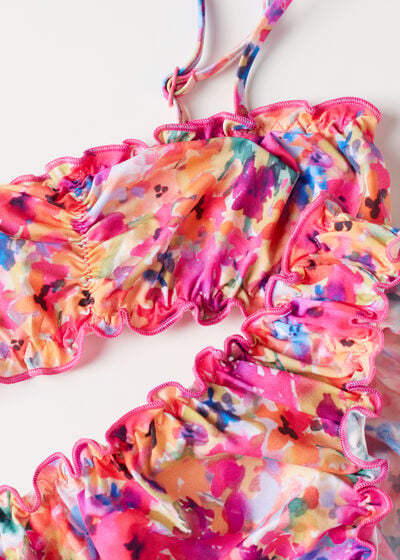Girls' Two Piece Swimsuit Blurred Flower