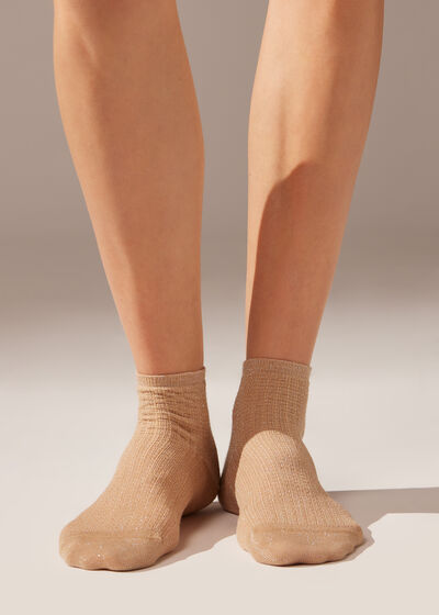 Kratke čarape s rupičastim uzorkom metalnog sjaja