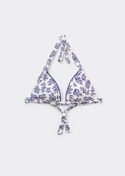 Padded Triangle Bikini Top Blue Corals