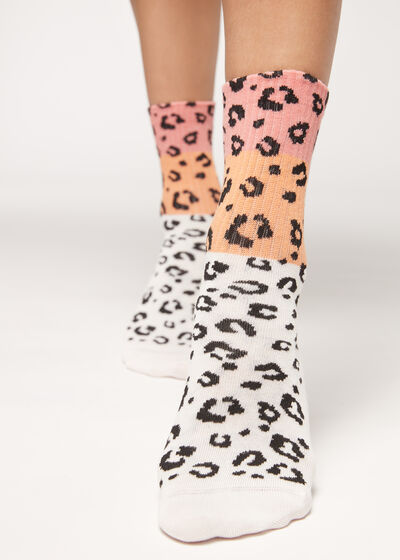 Animal Print Motif Short Socks