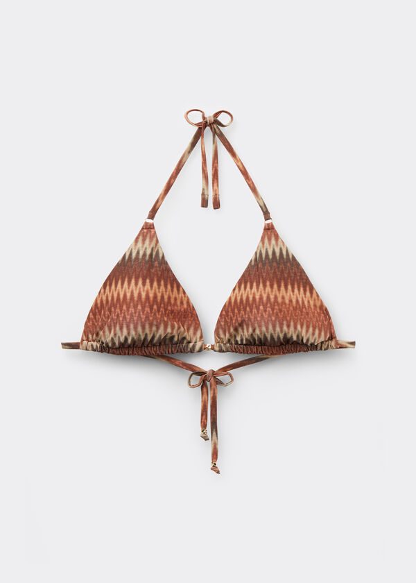 Triangle Bikini Top Golden Chevron