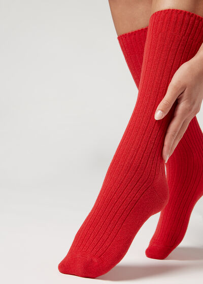 Short Ribbed Socks with Wool and Cashmere
