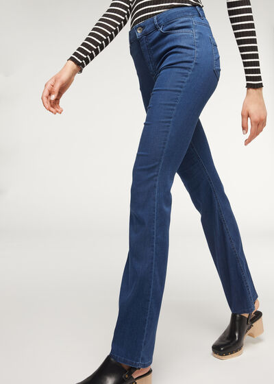 Eco flared jeans in licht denim
