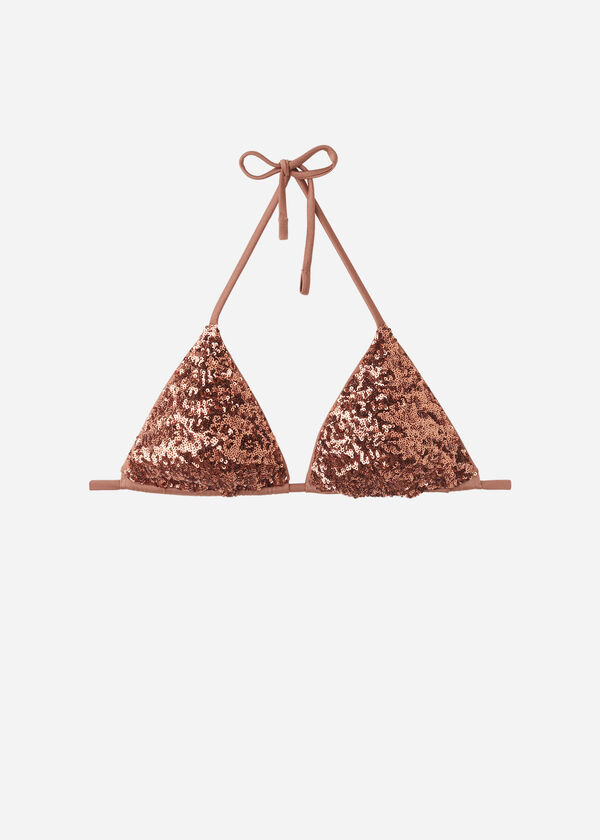 Triangle Bikini Top with Removable Padding Glowing Surface