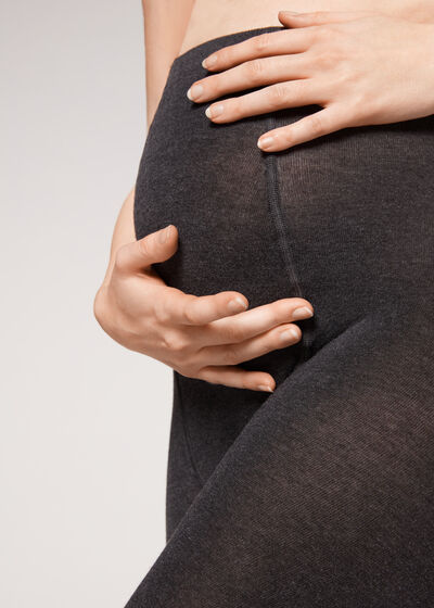 Krycí těhotenské punčocháče s příměsí kašmíru