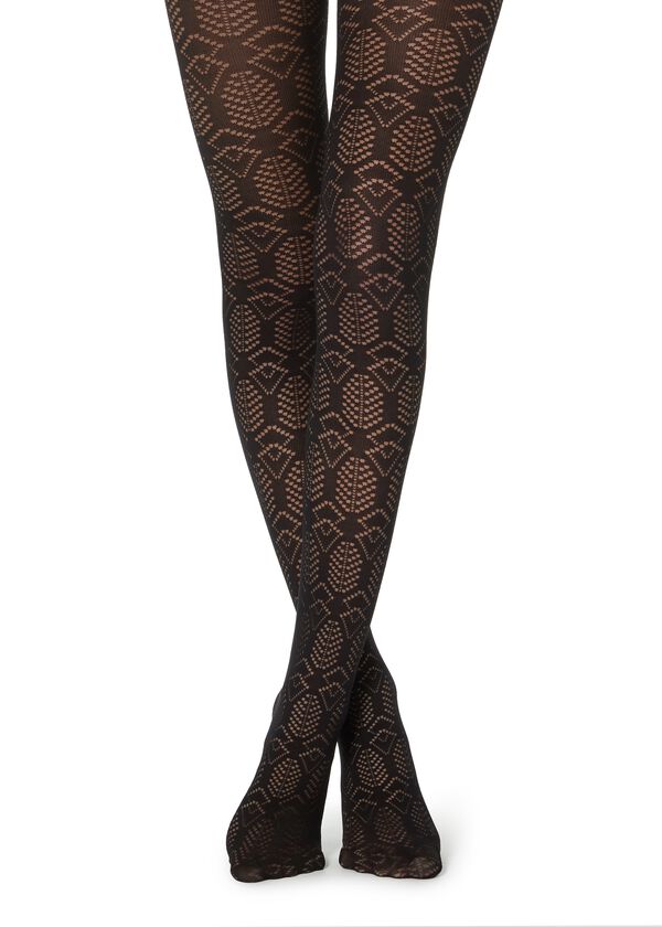 Opaque tights with geometric pattern - Calzedonia