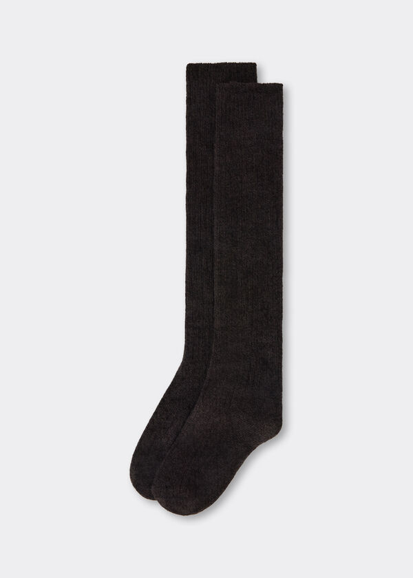 Long Ribbed Socks with Wool and Cashmere
