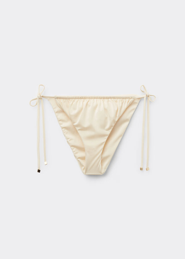 Tie Bikini Bottoms Shiny Satin