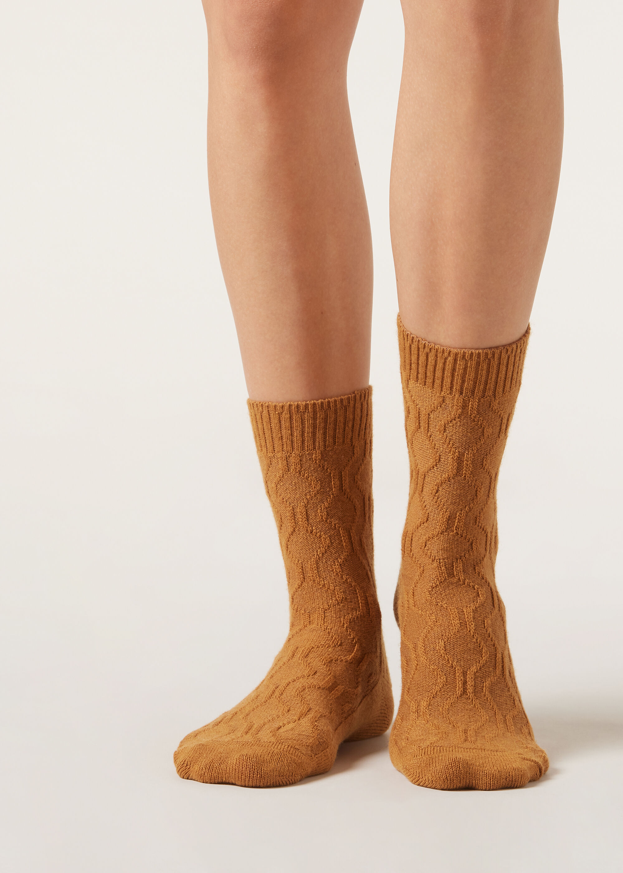 Cable Pattern Socks with Cashmere