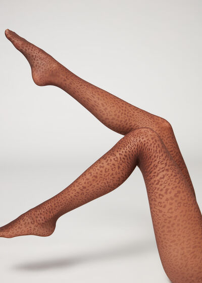 Spotted Animal-Patterned 50 Denier Mesh Tights