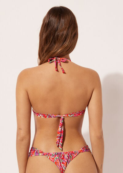 Graduated Padded Triangle Swimsuit Top Vibrant Paisley