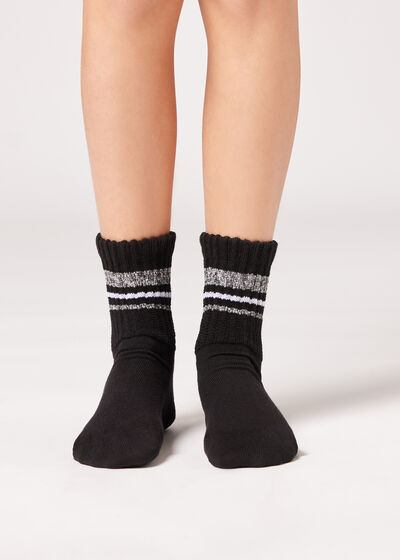Kurze Socken mit Streifen in Rippstrick für Kinder