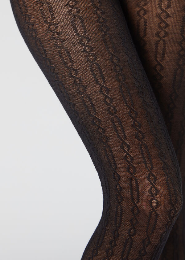 Cable-Patterned Cashmere Tights - Patterned tights - Calzedonia