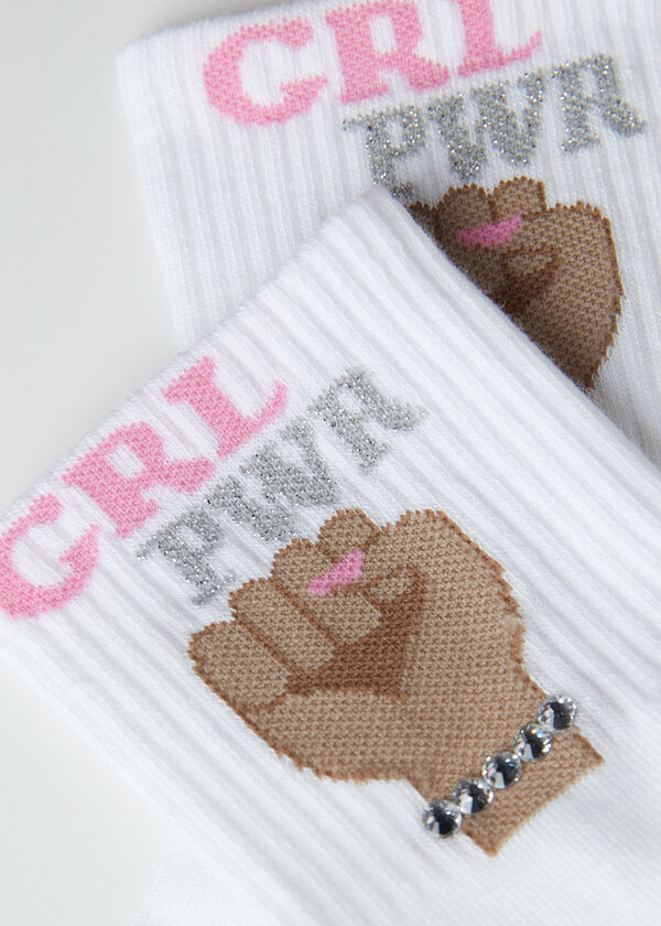 Chaussettes basses à motif Girl Power