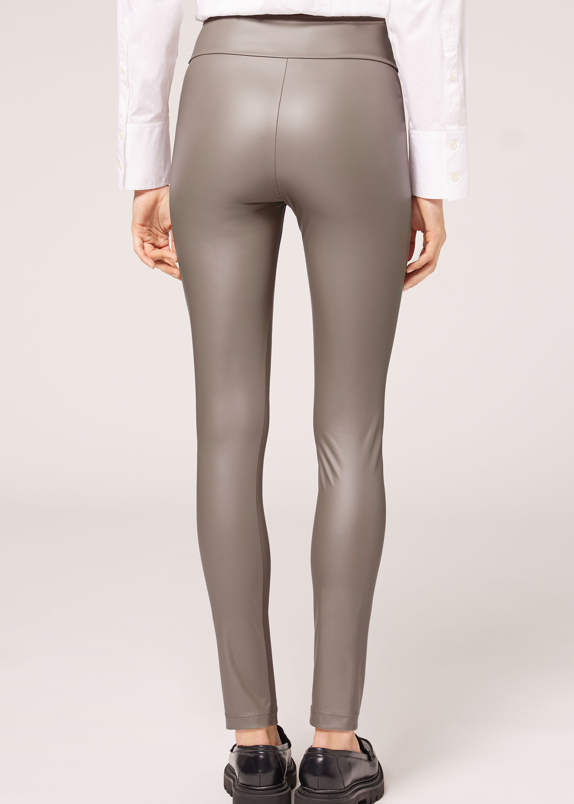 Legging met leerlook
