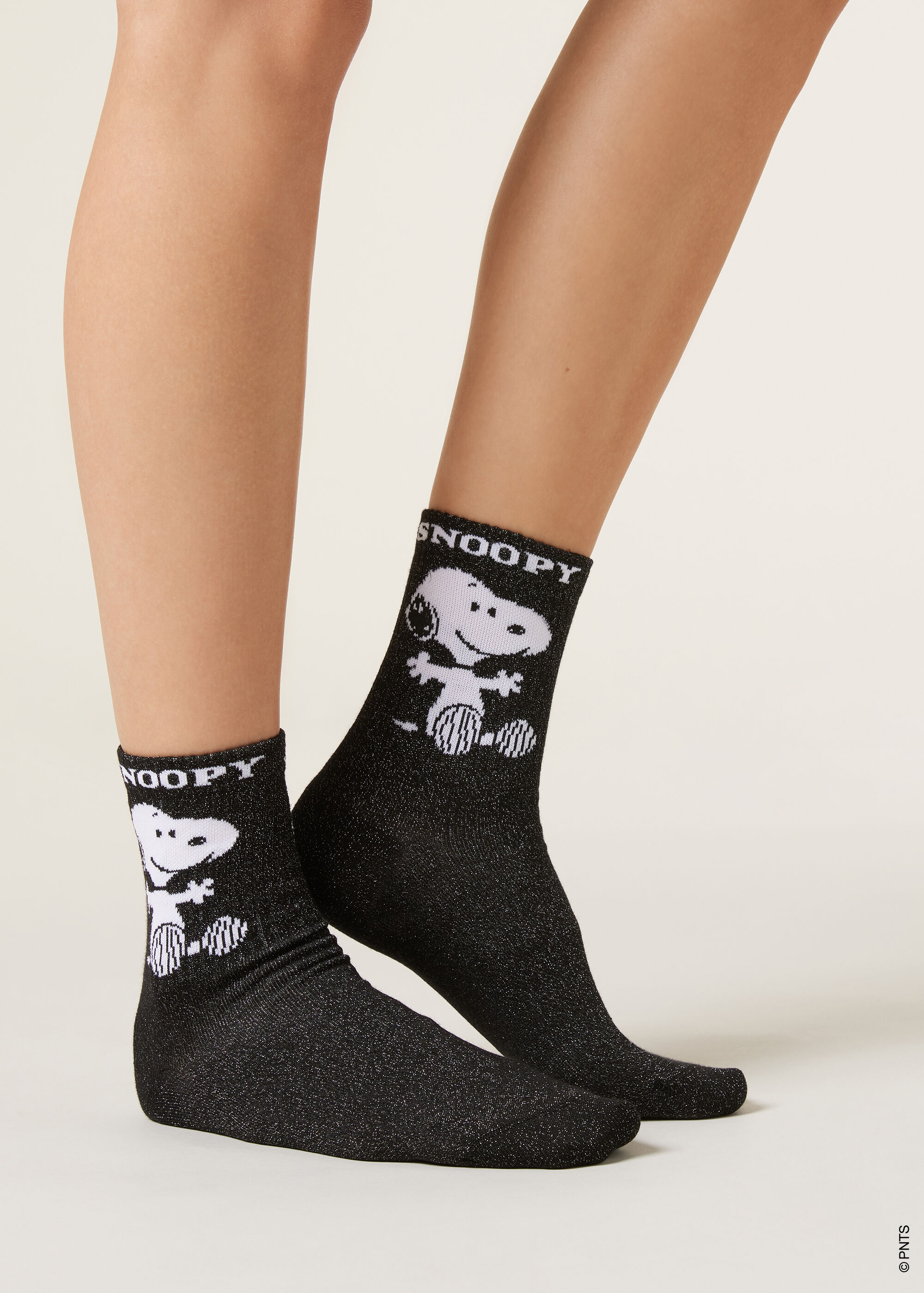 Kurze Socken mit Glitzer Snoopy