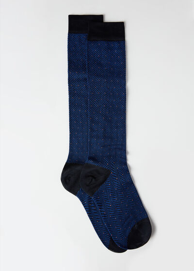 Calcetines Largos Estampado Geométrico de Hombre