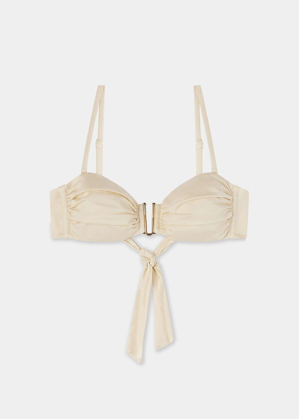 Shiny Satin Bandeau Bikini Top
