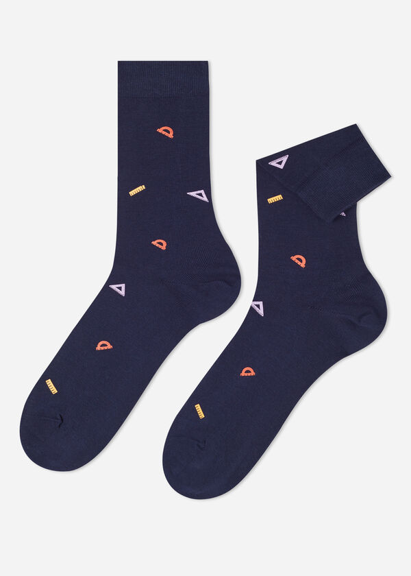 Men’s School-Patterned Short Socks