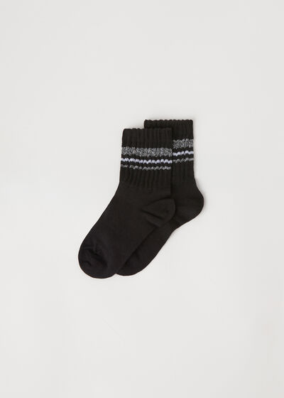 Kurze Socken mit Streifen in Rippstrick für Kinder
