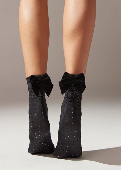 Dotted Opaque Short Socks
