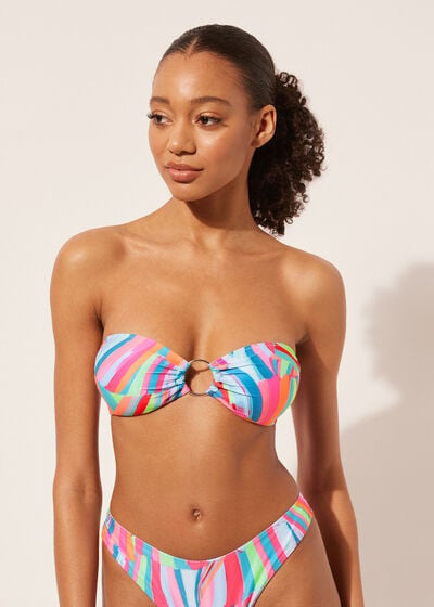 Removable Padding Bandeau Swimsuit Top Neon Summer