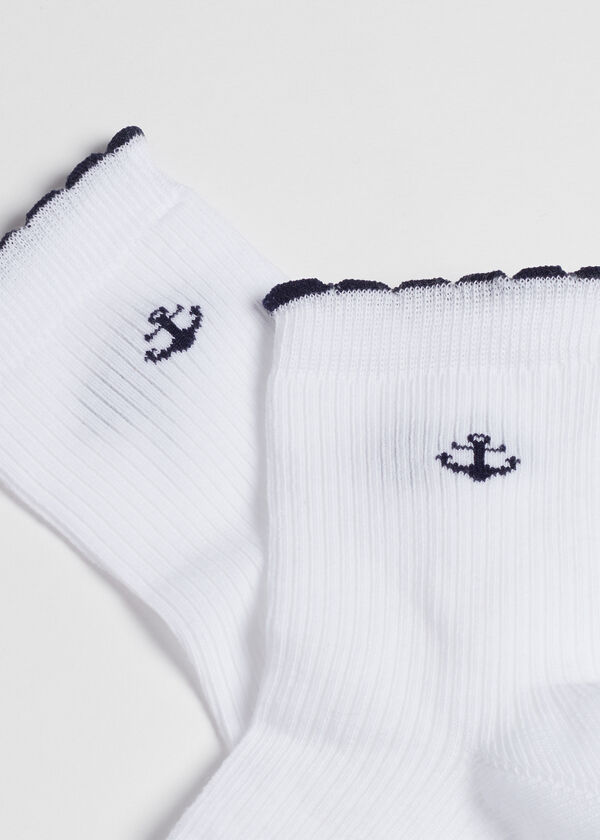 Krátké dívčí ponožky s námořnickým vzorem