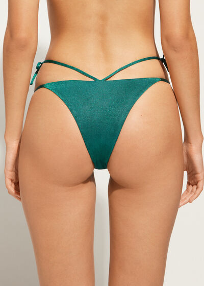 Brazilian Lamé Side-Tie Bikini Bottoms Hollywood