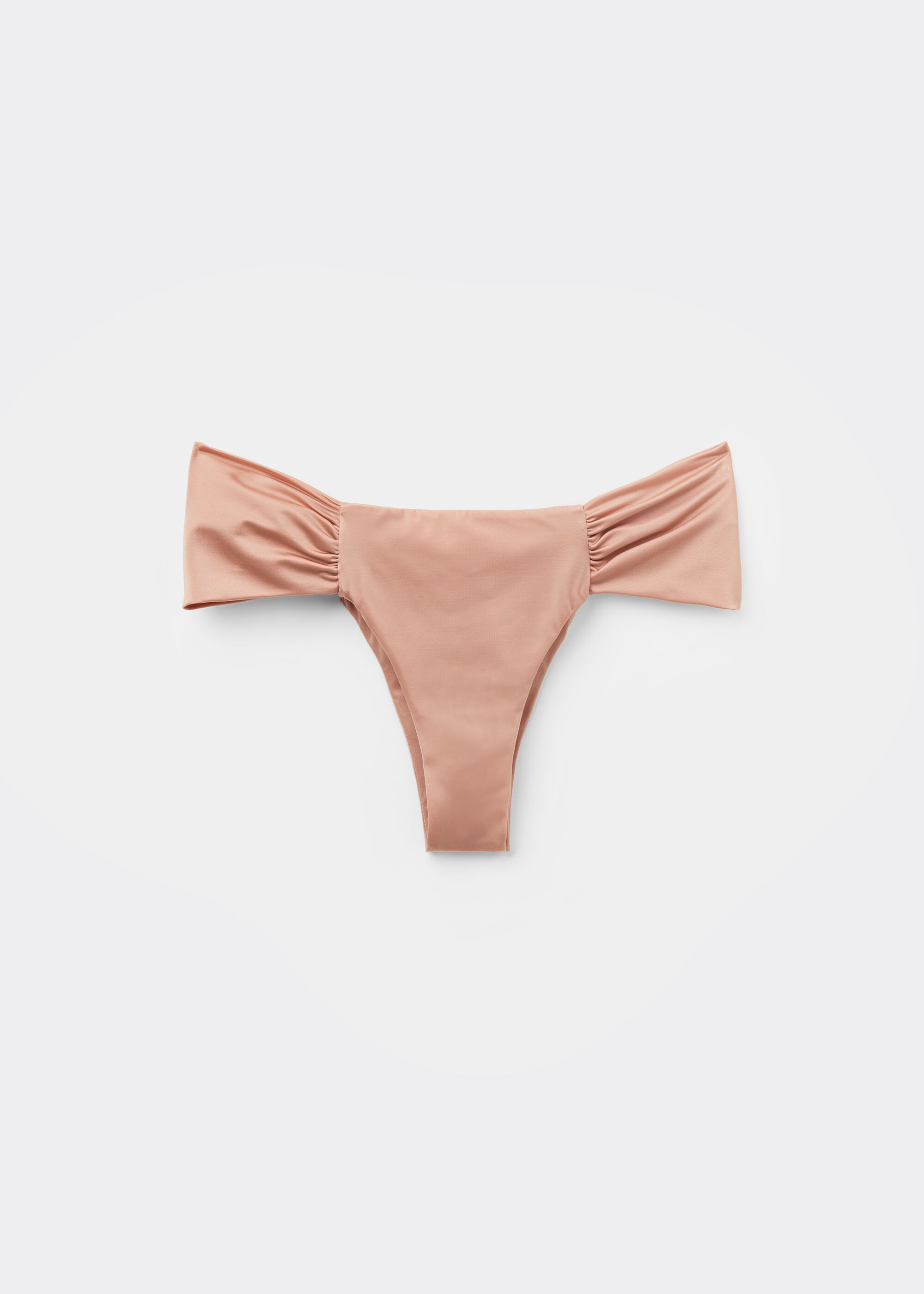 Ruched Brazilian Bikini Bottoms Shiny Satin
