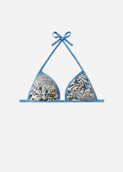 Trojúhelníková podprsenka se stupňovitou vycpávkou a zvířecím vzorem k plavkám Mykonos
