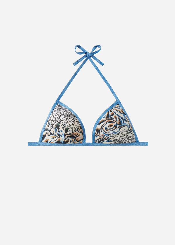 Djurmönstrad triangelformad bikiniöverdel med graderad vaddering Mykonos