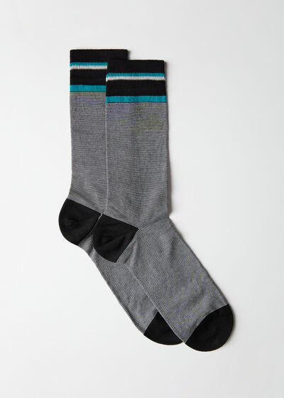 Krátké pánské ponožky s jemným proužkovaným vzorem